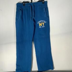 Aeropostale NY Teal Sweatpants Size Medium Unisex Drawstring Pockets